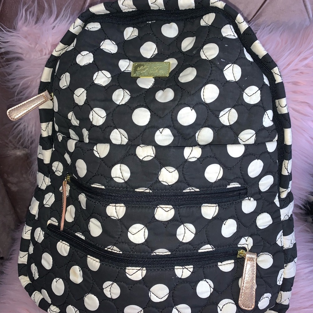 Betsy Johnson Black and White Polka Dot Backpack